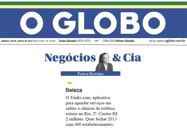 Materia jornal O Globo Trinks