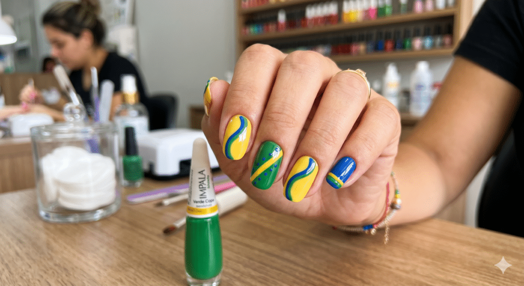 Unhas decoradas para a Copa 2026